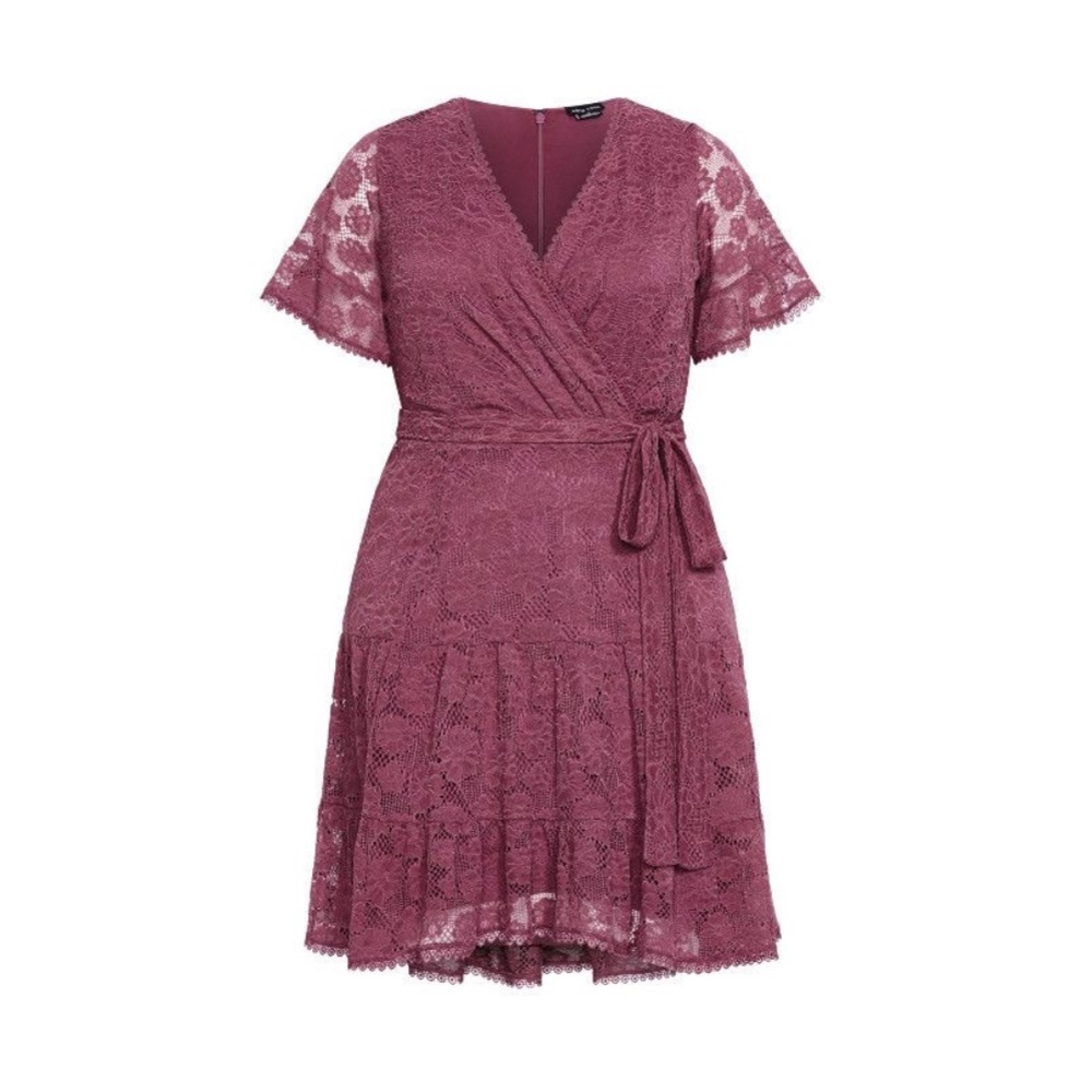 City Chic Garden Kisses Lace Dress in Roseberry